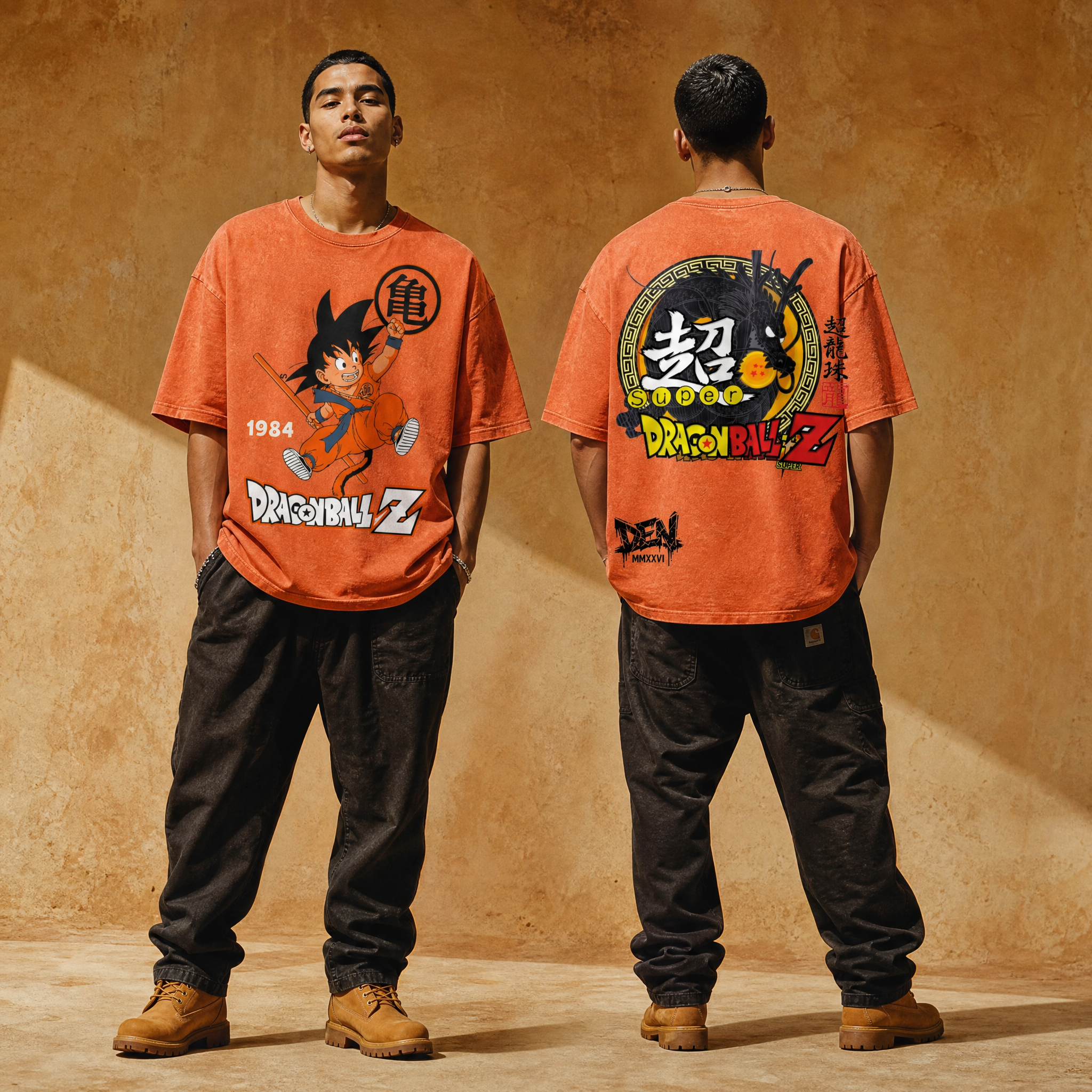 Son Goku - Snow Washed Oversized Cotton T-Shirt